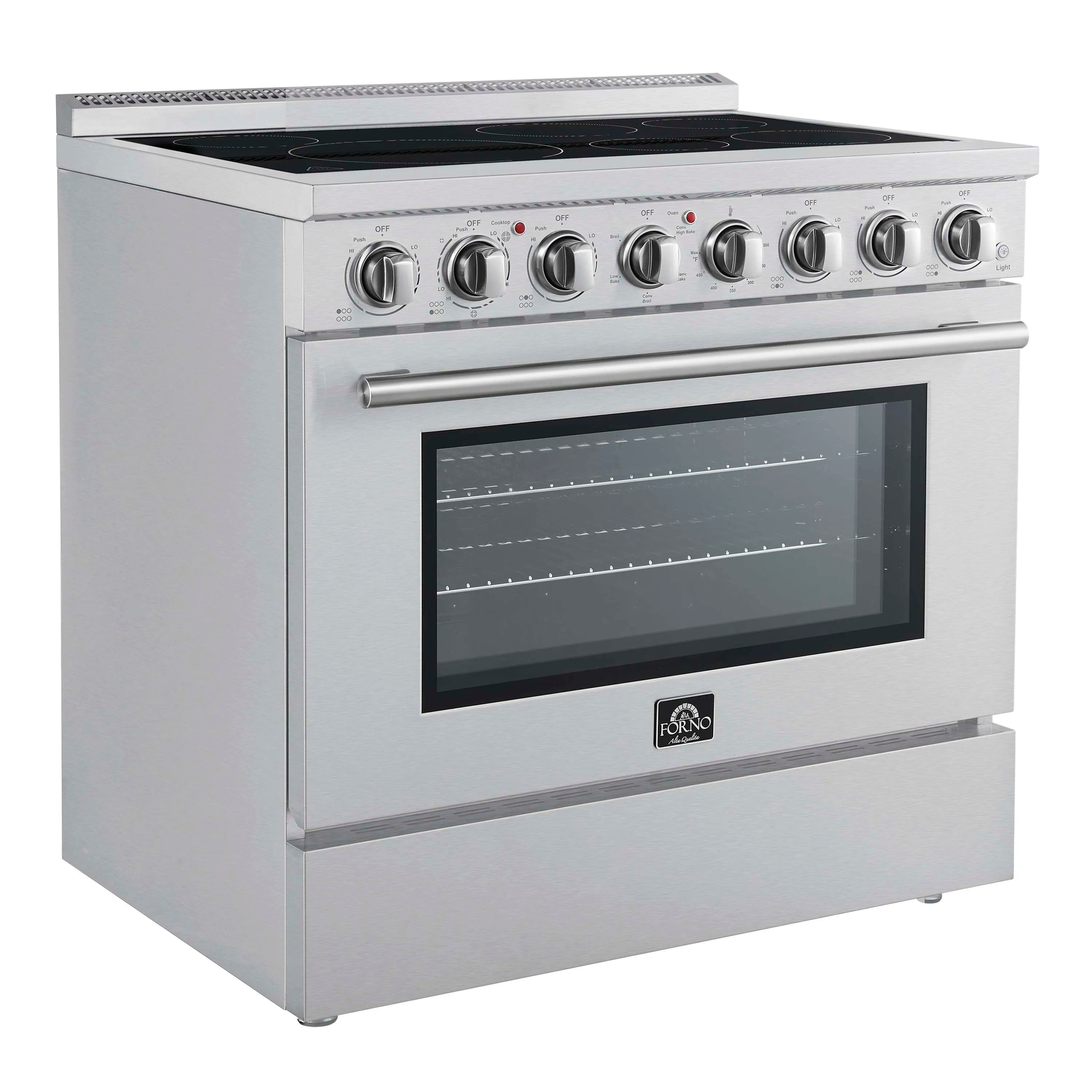 Forno Paolo 36-Inch Freestanding Electric Range with 5.44 Cu.Ft True Convection Oven in Stainless Steel (FFSEL6011-36)