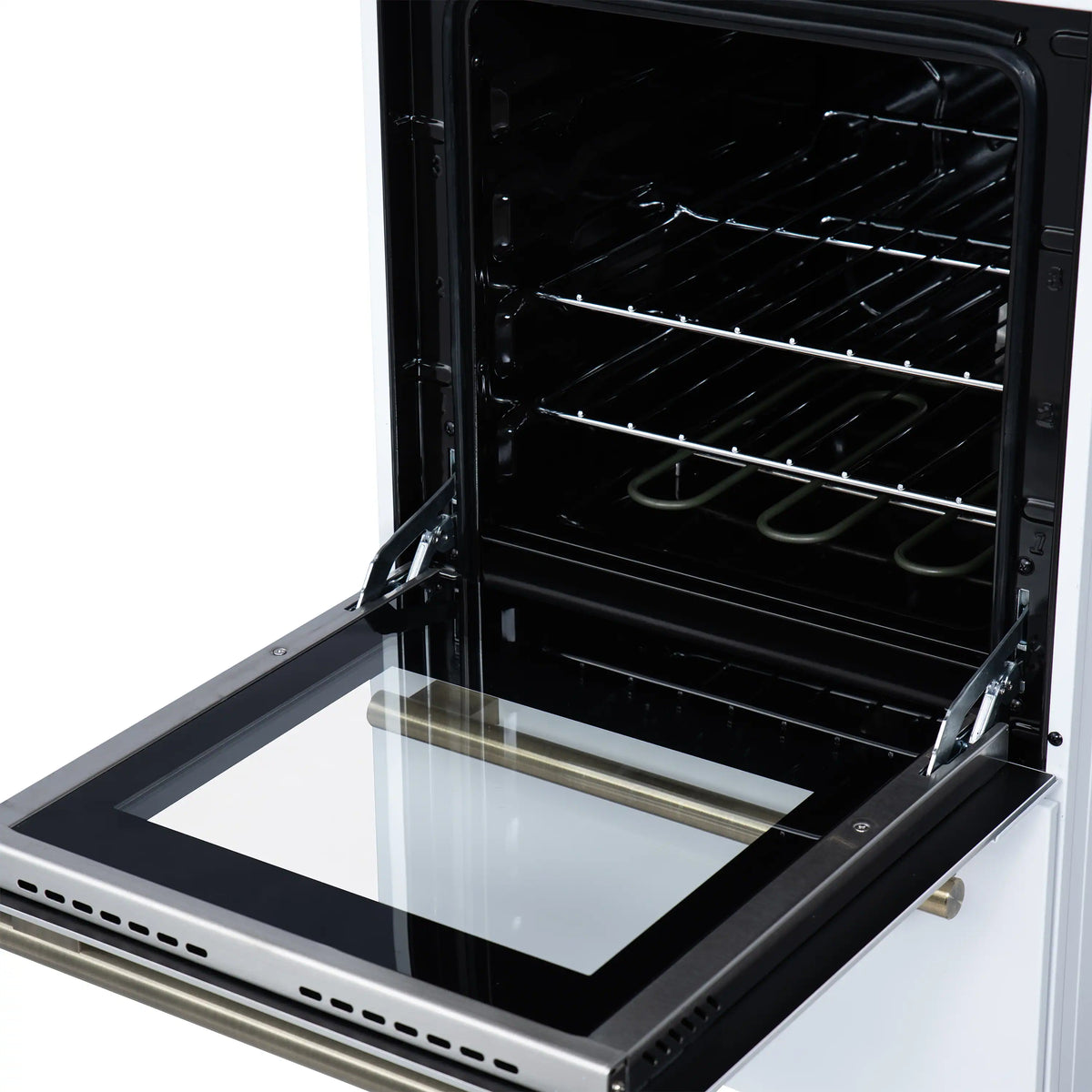 Forno Pallerano 20-Inch Freestanding Electric Range, White with Antique Brass Trim (FFSEL6052-20WHT)