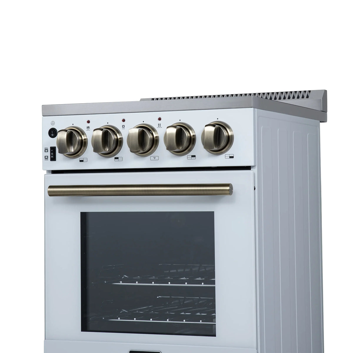 Forno Pallerano 20-Inch Freestanding Electric Range, White with Antique Brass Trim (FFSEL6052-20WHT)