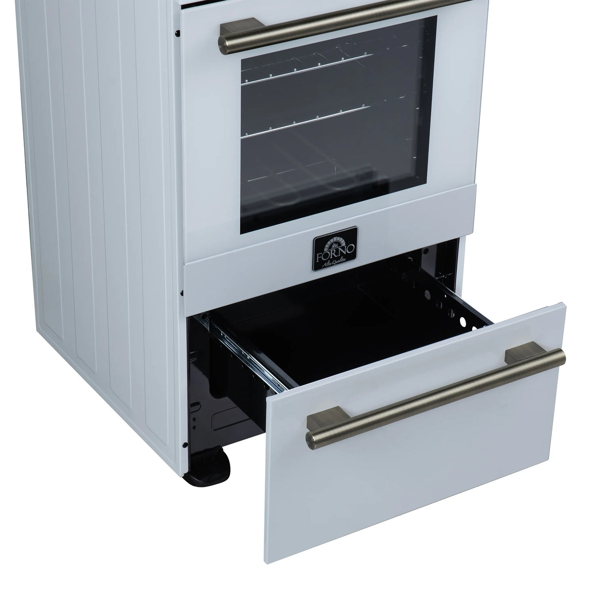 Forno Pallerano 20-Inch Freestanding Electric Range, White with Antique Brass Trim (FFSEL6052-20WHT)