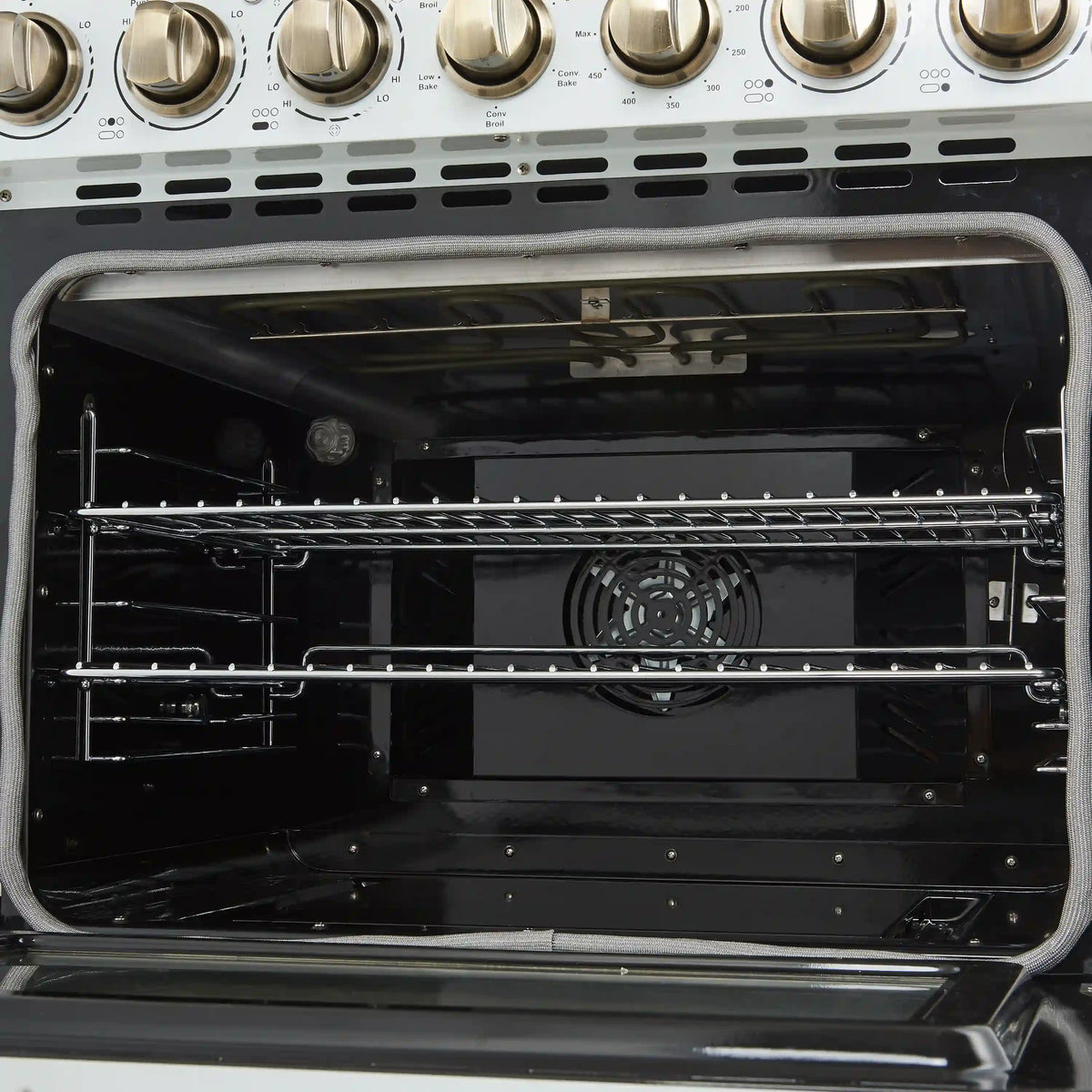 Forno Paolo 30-Inch Freestanding Electric Range, White with Antique Brass Handle (FFSEL6011-30WHT)