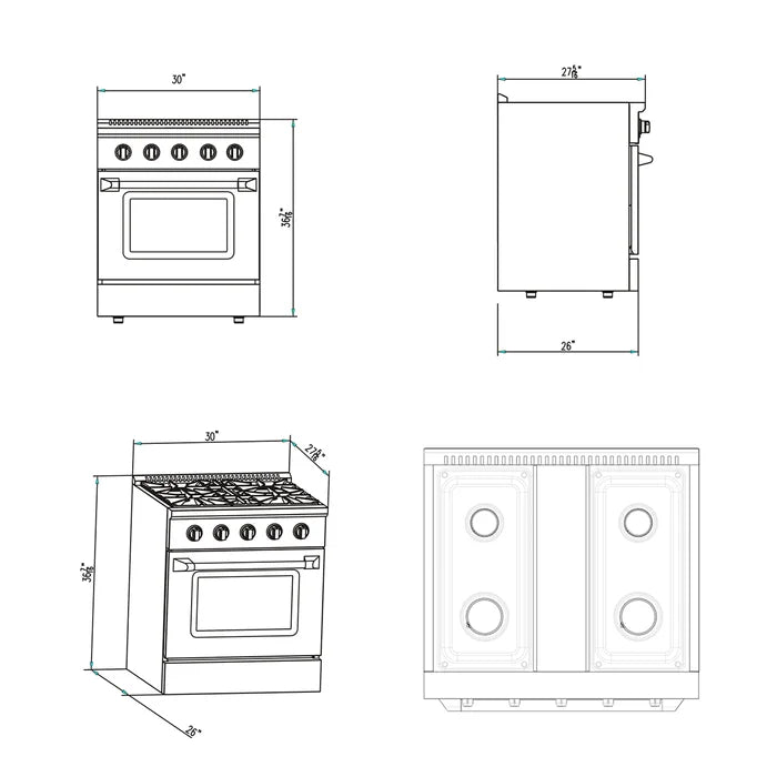 Empava 30-Inch Slide-In Natural Gas Range, 4 Burners, 4.2 Cu. Ft. Single Oven (EMPV-30GR07)