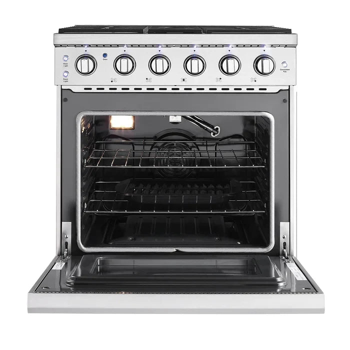 Empava 30-Inch Freestanding Natural Gas Range, 5 Burners, 4.5 Cu. Ft. Single Oven (EMPV-30GR10)
