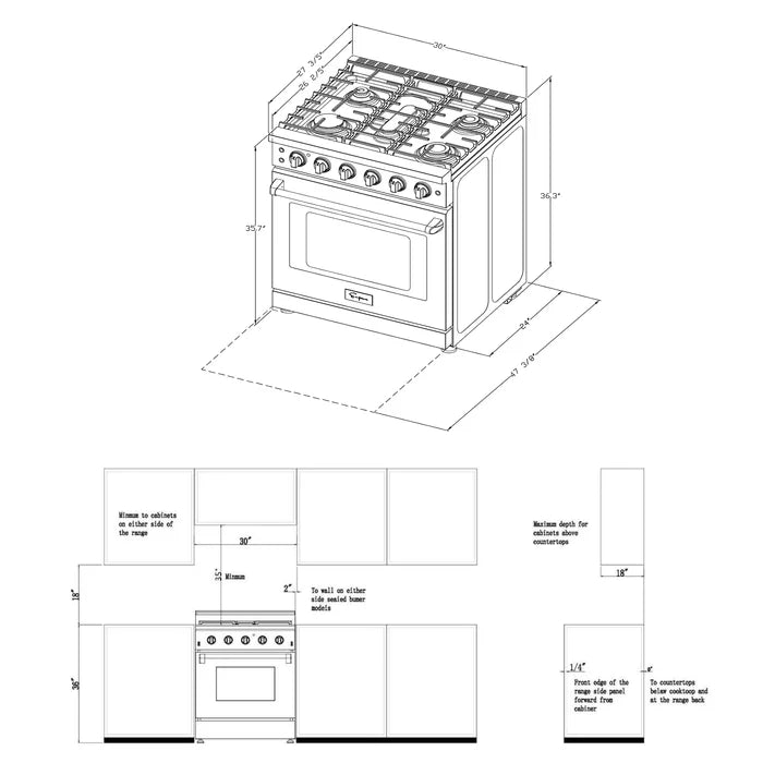 Empava 30-Inch Freestanding Natural Gas Range, 5 Burners, 4.5 Cu. Ft. Single Oven (EMPV-30GR10)
