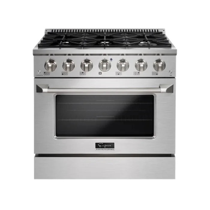 Empava 36-Inch Slide-In Natural Gas Range, 6 Burners, 5.2 Cu. Ft. Single Oven (EMPV-36GR08)