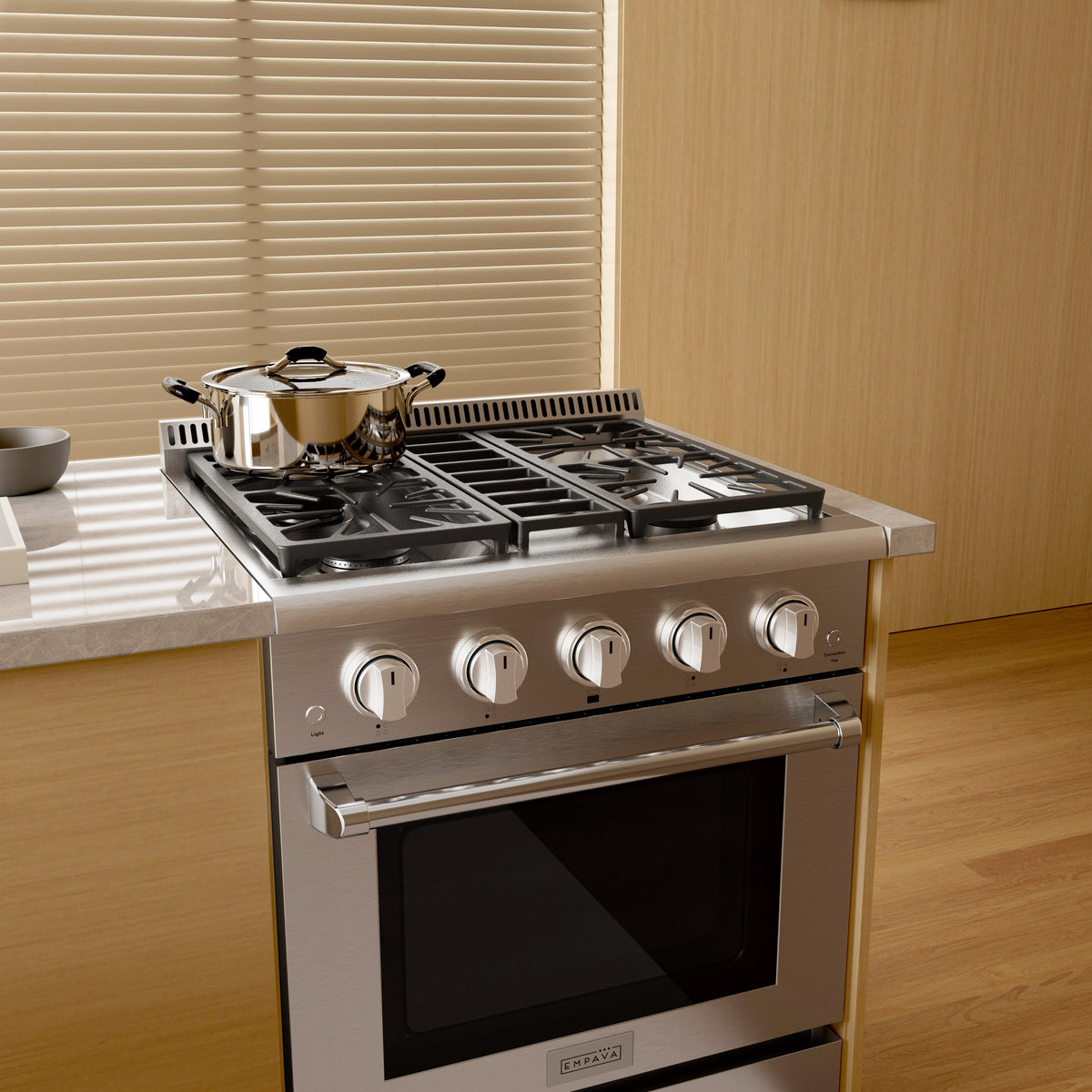Empava 30-Inch Slide-In Natural Gas Range, 4 Burners, 4.2 Cu. Ft. Single Oven (EMPV-30GR03)