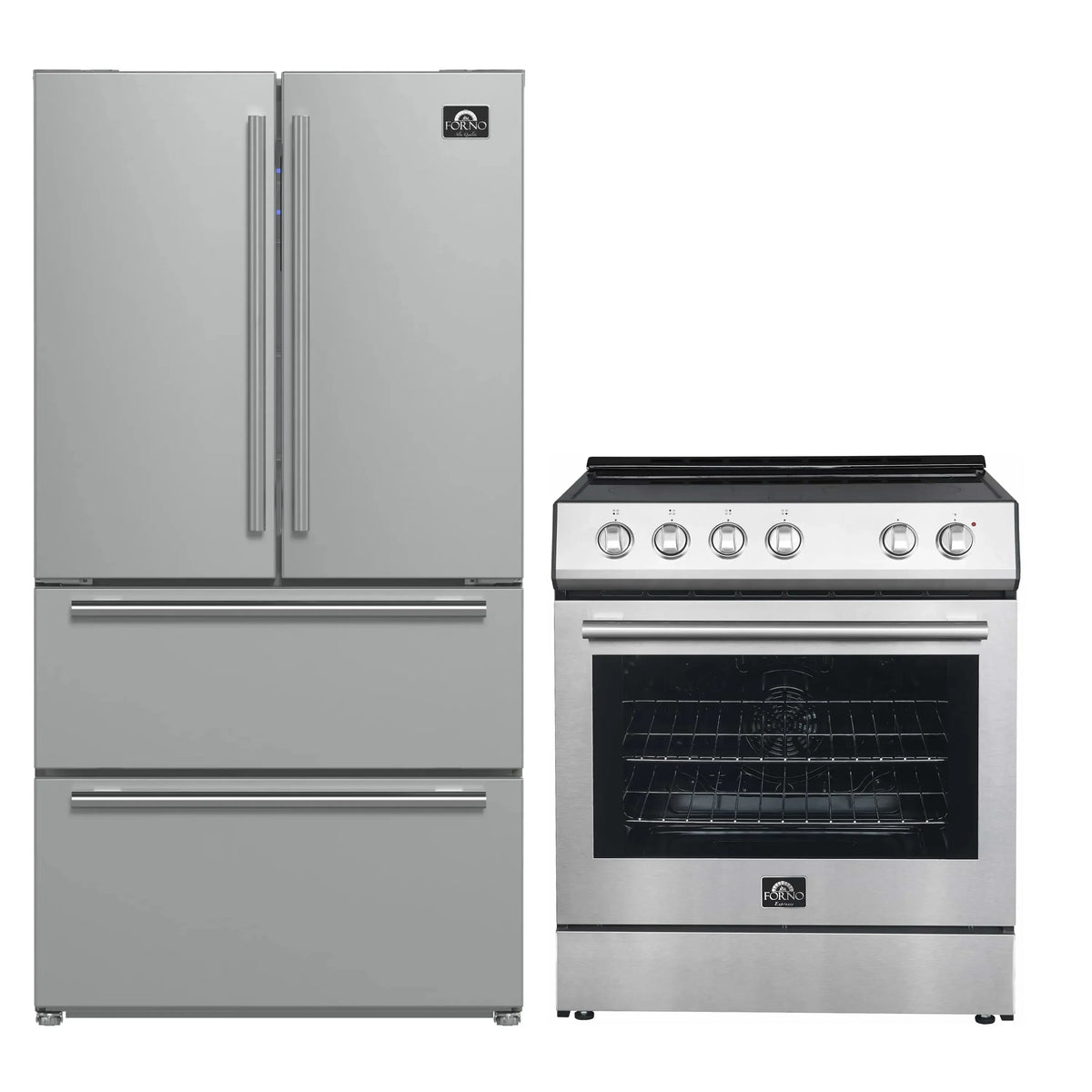 Forno 2-Piece Appliance Package - 30-Inch Electric Range and 36-Inch French Door Refrigerator in Stainless Steel (FBDL-003-05US)