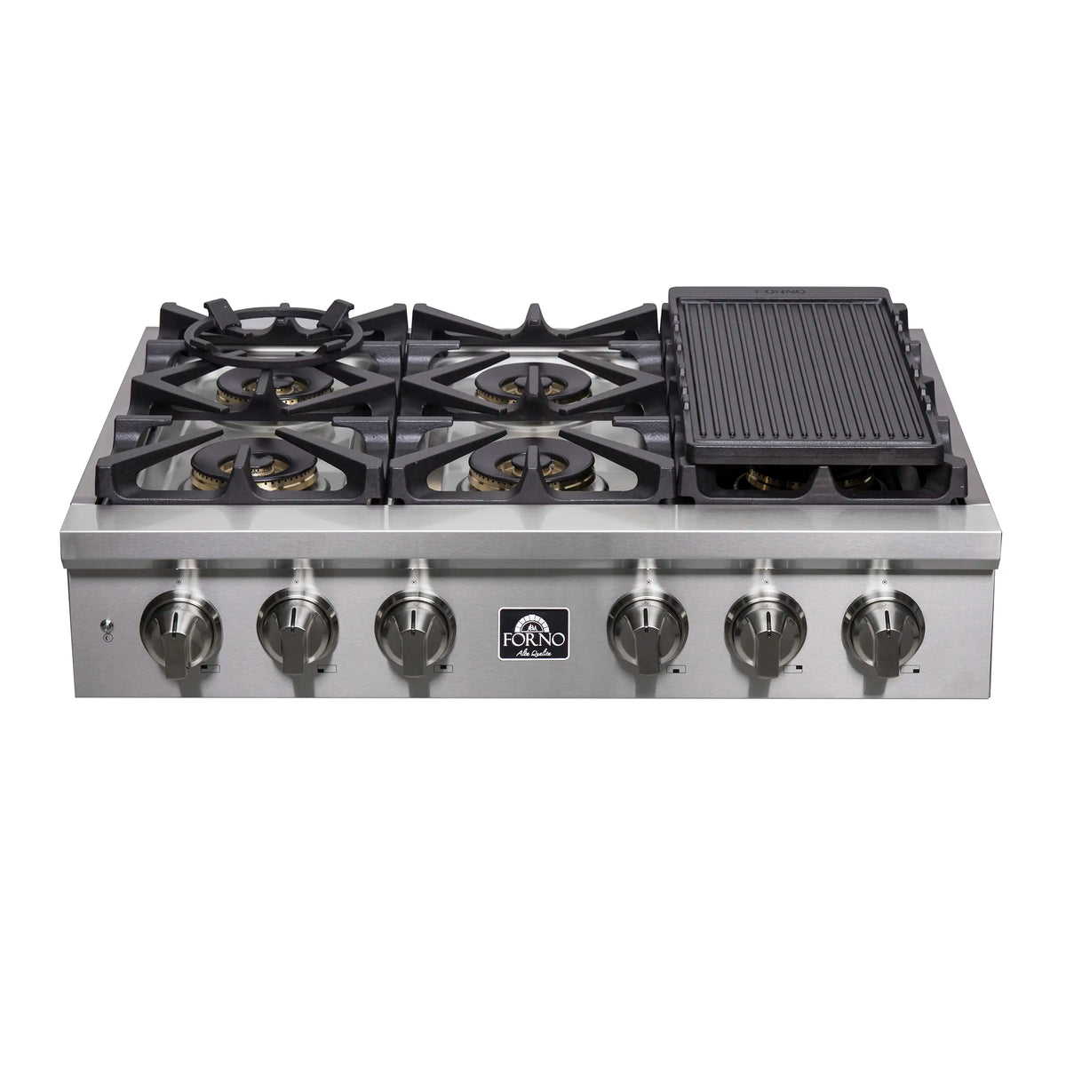 Forno 2-Piece Appliance Package - 36-Inch Spezia Gas Rangetop & French Door Double Wall Oven in Stainless Steel