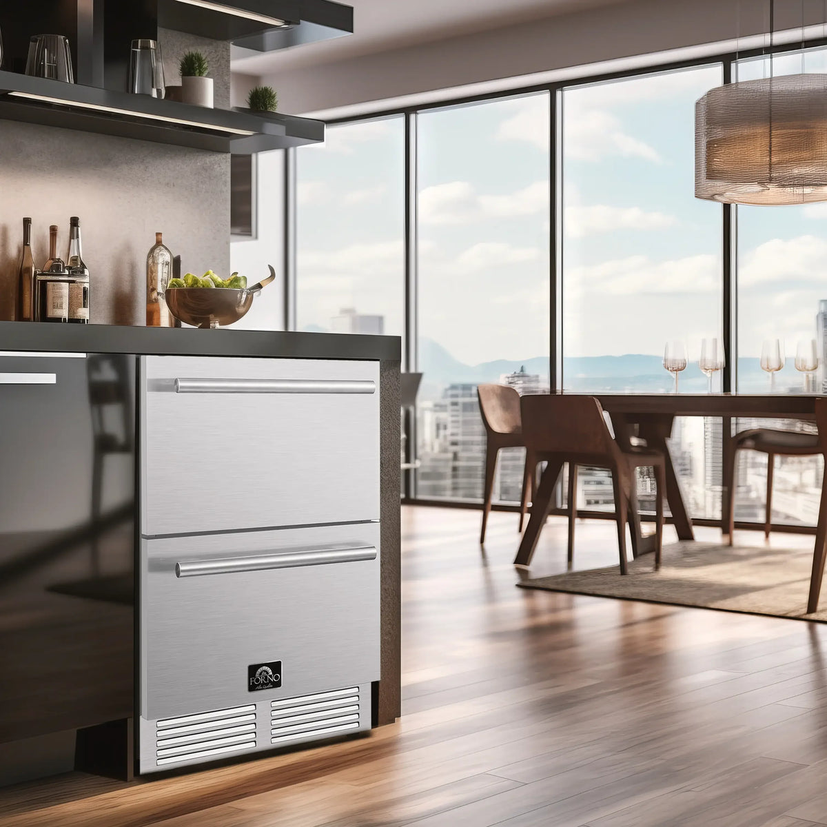 Forno Como 24-Inch Indoor/Outdoor Refrigerator Drawer, 4.87 Cu. Ft., Stainless Steel (FDROD1611-24S)