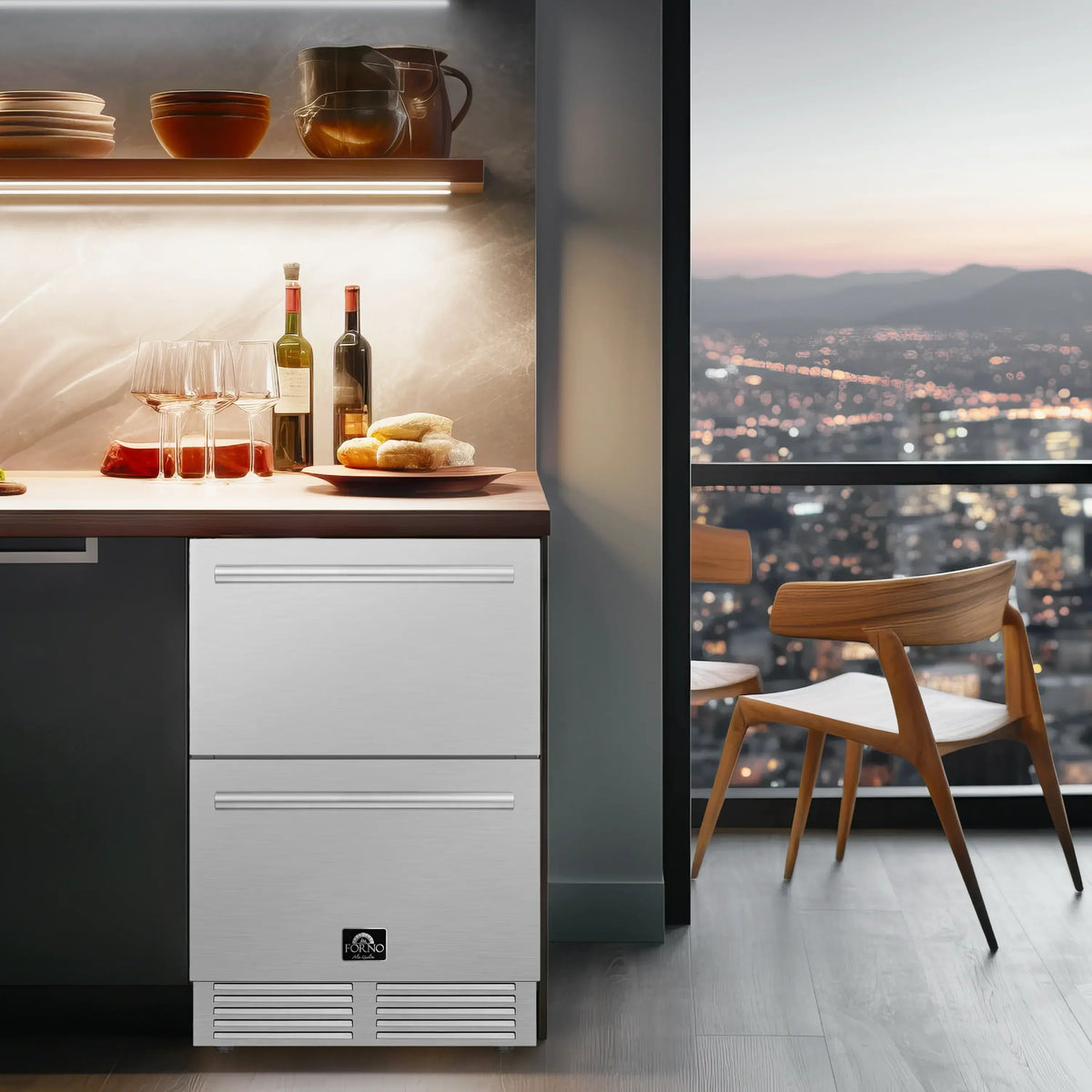 Forno Como 24-Inch Indoor/Outdoor Refrigerator Drawer, 4.87 Cu. Ft., Stainless Steel (FDROD1611-24S)
