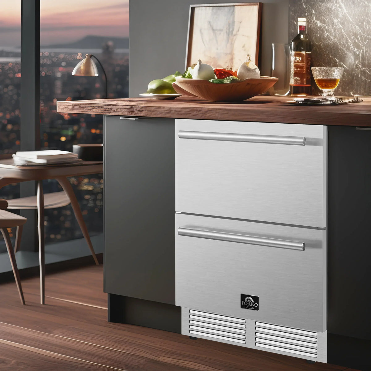 Forno Como 24-Inch Indoor/Outdoor Refrigerator Drawer, 4.87 Cu. Ft., Stainless Steel (FDROD1611-24S)