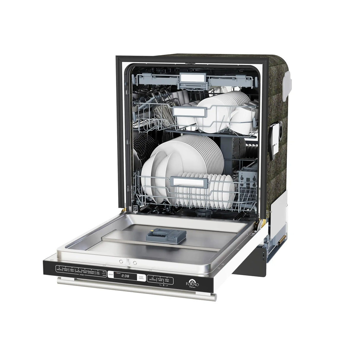 Forno Romano Espresso 24-Inch Built-In Dishwasher, White with Stainless Steel Trim (FDWBI8035-24WHT)