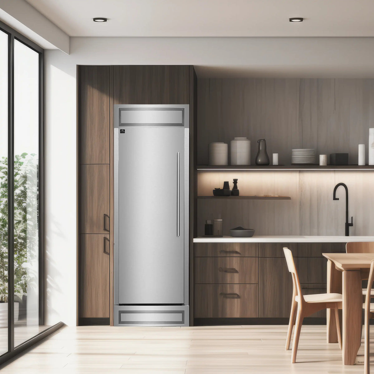 Forno Maderno 28-Inch Convertible Built-In Refrigerator/Freezer with 4-Inch Decorative Grille Trim, 13.6 cu.ft., Left Hinge in Stainless Steel (FFFFD1722-32LS)