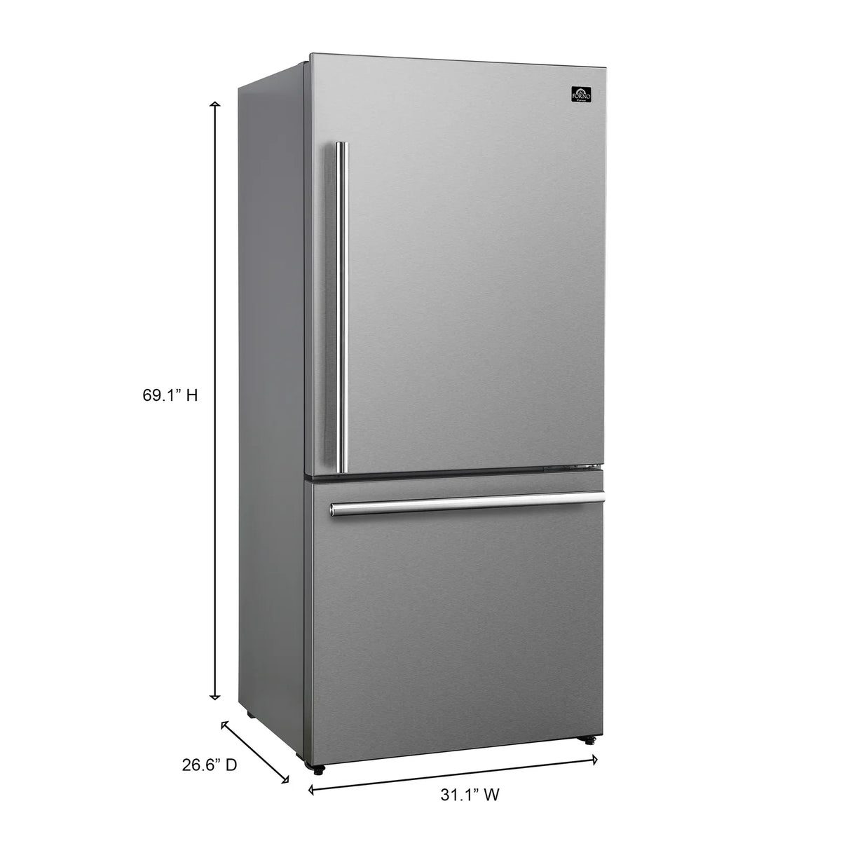 Forno Milano 62-Inch Freestanding Dual Bottom Freezer Refrigerator, 34.4 Cu. Ft., Touch Control, Ice Maker, Stainless Steel (FFFFD1787-60S)