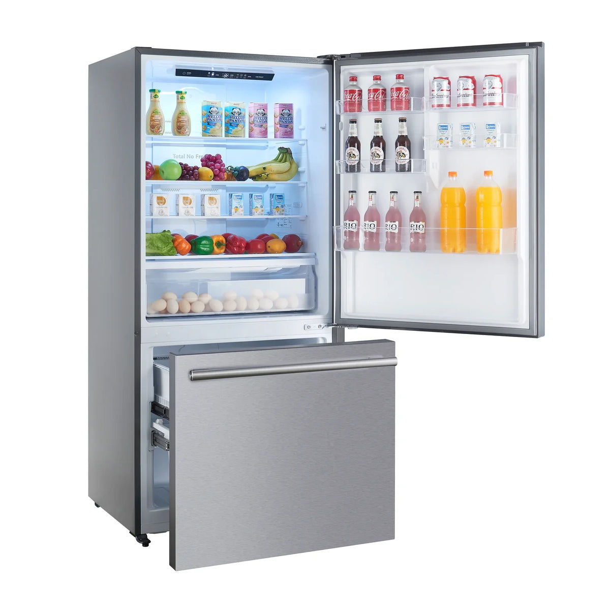 Forno Milano 62-Inch Freestanding Dual Bottom Freezer Refrigerator, 34.4 Cu. Ft., Touch Control, Ice Maker, Stainless Steel (FFFFD1787-60S)