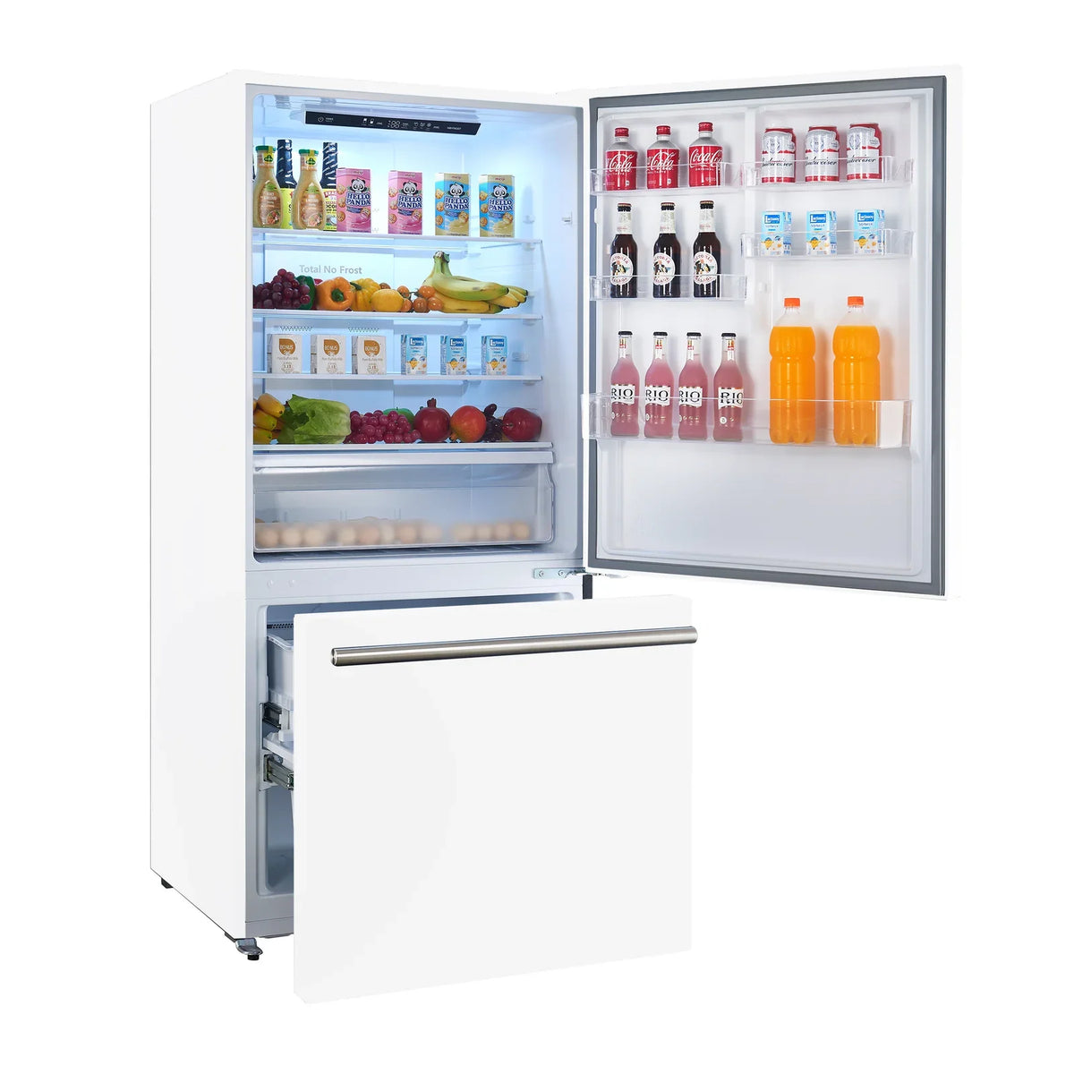 Forno Milano Espresso 62-Inch Freestanding Bottom Freezer Refrigerators Package, 34.4 Cu. Ft., White with Stainless Steel Handle (FFFFD1787-60WHT)