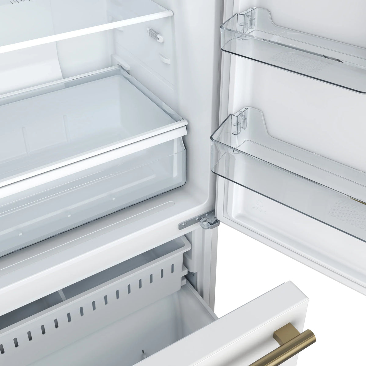 Forno Milano Espresso 62-Inch Freestanding Bottom Freezer Refrigerators Package, 34.4 Cu. Ft., White with Antique Brass Handle (FFFFD1787-60WHT)
