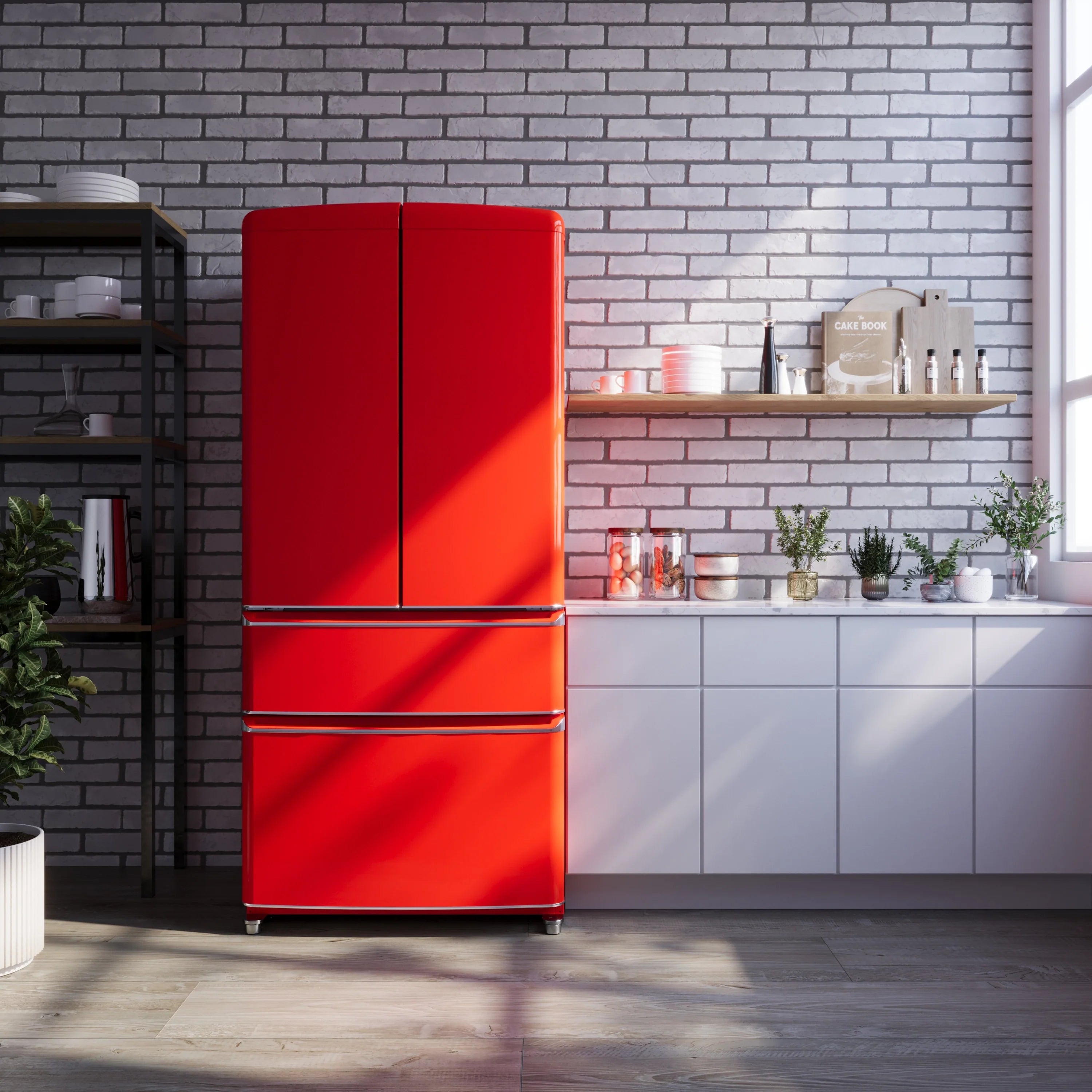 Forno Luigi 33-Inch 18 cu.ft. French Door Refrigerator in Red (FFFFD1791-33RED)