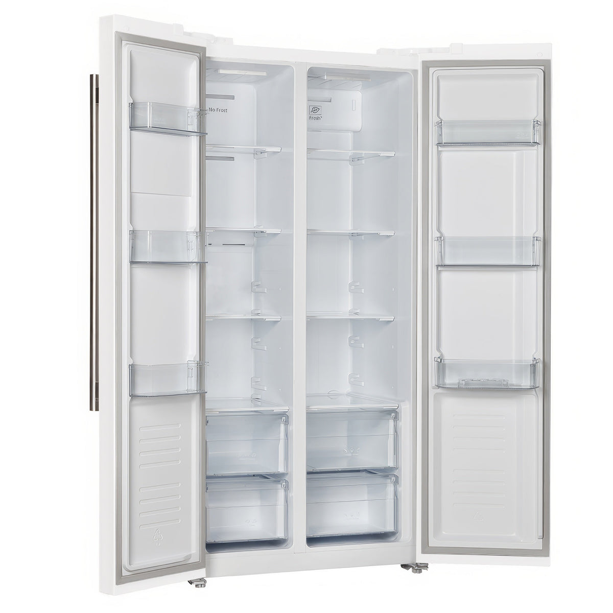 Forno Salerno Espresso 33-Inch Freestanding Side-by-Side Refrigerator, 15.6 Cu. Ft., White with Stainless Steel Trim (FFRBI1805-33WHT)