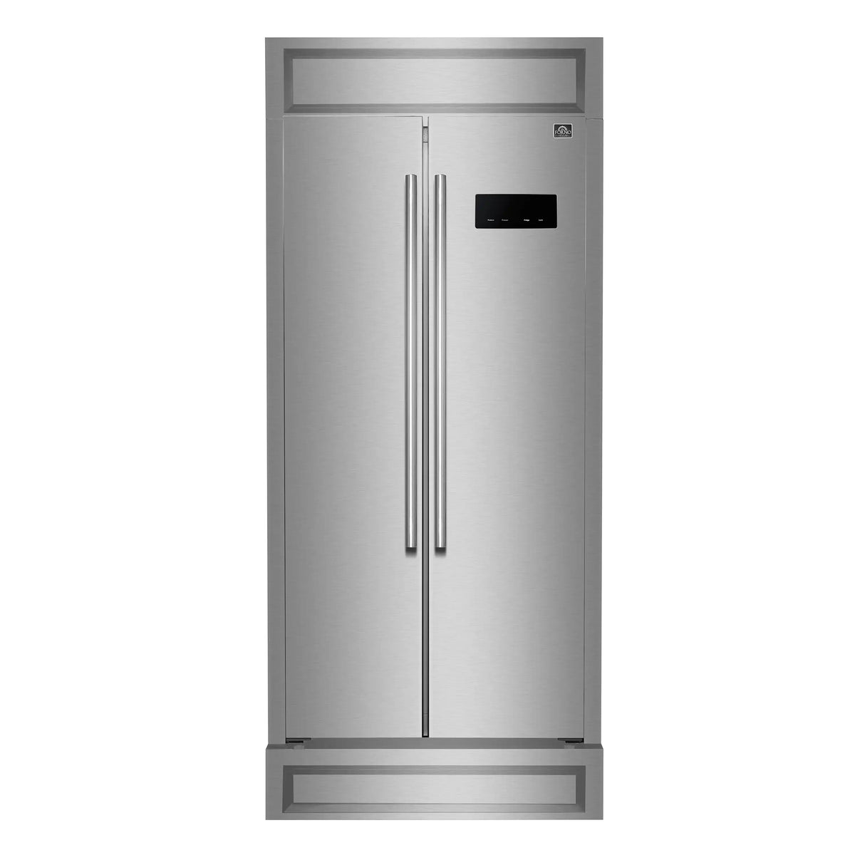 Forno Salerno 33-Inch 15.6 cu.ft Built-in Refrigerator with Modern Decorative Grille in Stainless Steel (FFRBI1805-37MG)