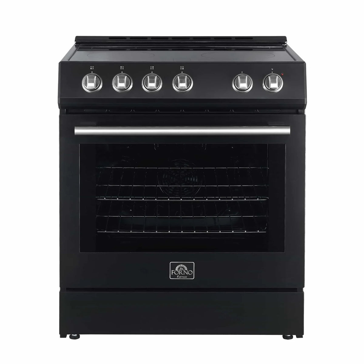 Forno Espresso 3-Piece Appliance Package - 30-Inch Electric Range with 5.0 Cu.Ft. Electric Oven, Refrigerator, and Under Cabinet Range Hood in Black with Stainless Steel Trim (FBDL-001-02US)