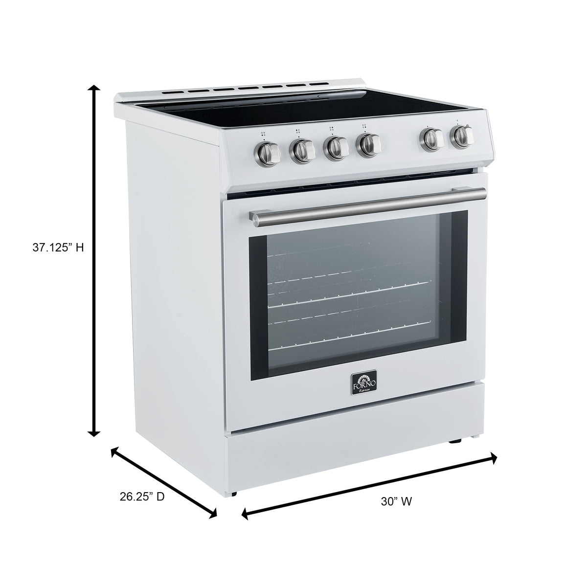 Forno Leonardo Espresso 30-Inch Freestanding Induction Range, White with Antique Brass Trim (FFSIN0982-30WHT)