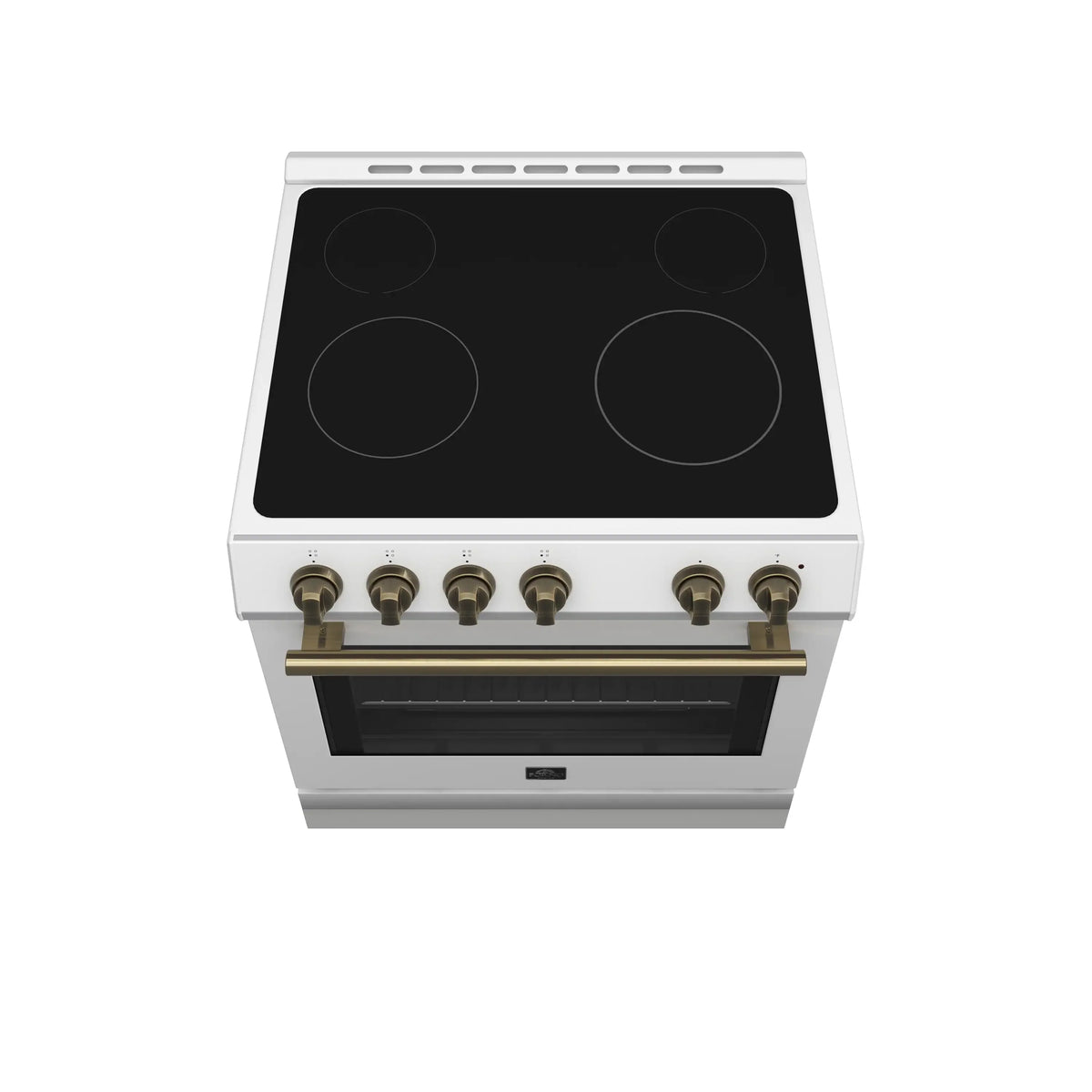 Forno Leonardo Espresso 30-Inch Freestanding Electric Range, 5.0 Cu. Ft. Electric Oven, White with Antique Brass Trim (FFSEL6012-30WHT)