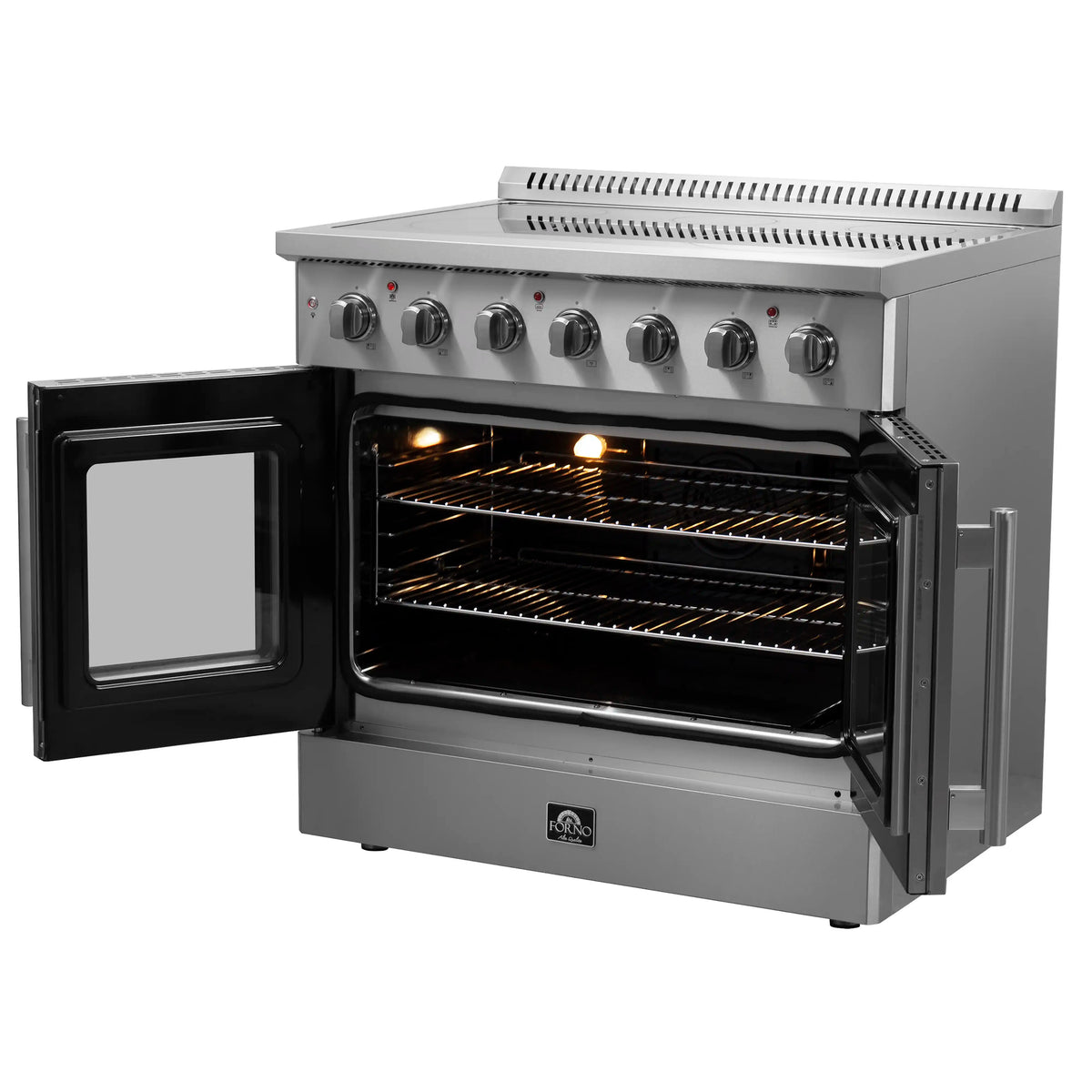 Forno Galiano 36-Inch Freestanding Electric Range, French Door Convection Oven, Stainless Steel (FFSEL6917-36)