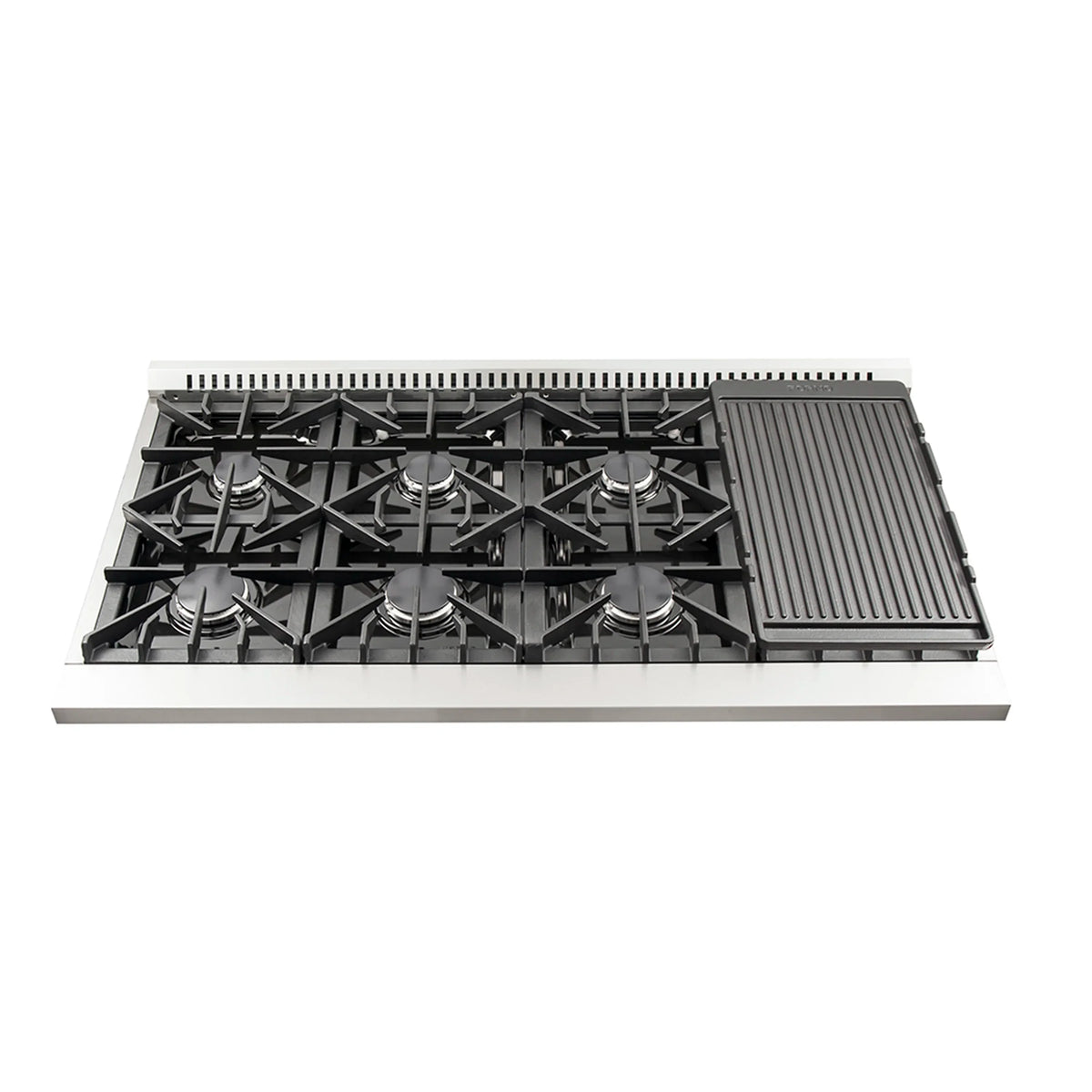 Forno Galiano 48-Inch Freestanding Gas Range, 8 Burners, Reversible Griddle, Stainless Steel (FFSGS6244-48)