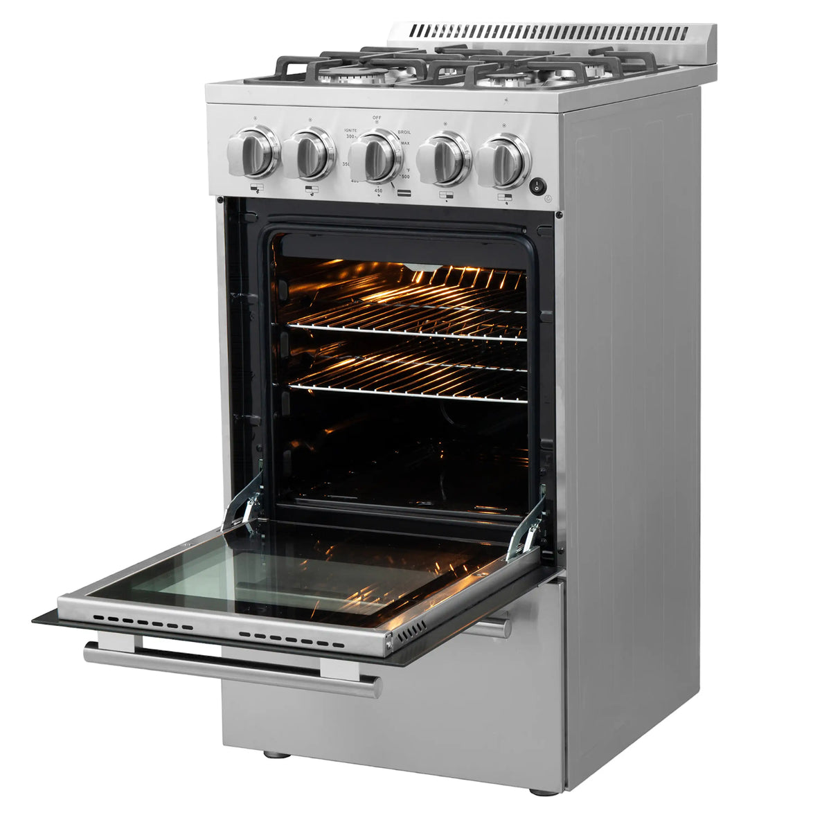 Forno Lamazze 20-Inch Freestanding Gas Range, 4 Burners, 21,200 BTUs, Stainless Steel (FFSGS6265-20)