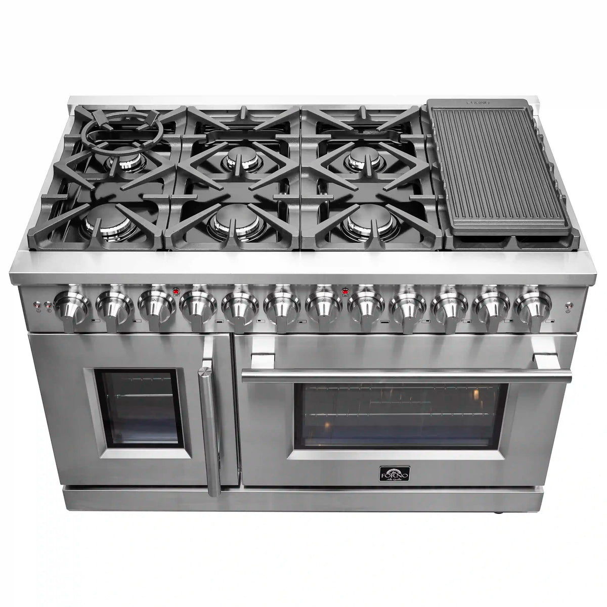 Forno Massimo 48-Inch Freestanding French Door Dual Fuel Range, Stainless Steel (FFSGS6325-48)