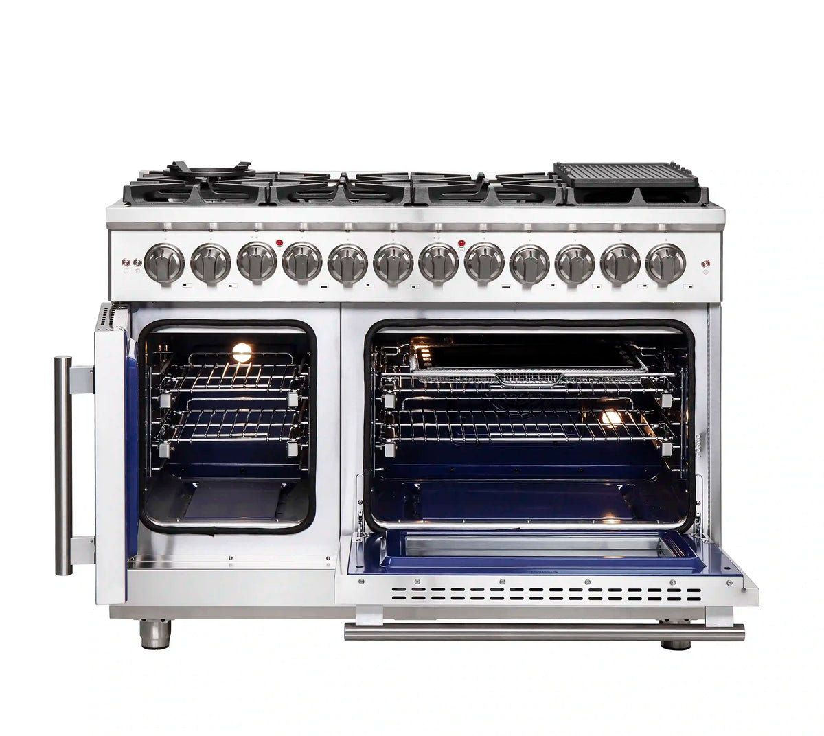 Forno Massimo 48-Inch Freestanding French Door Dual Fuel Range, Stainless Steel (FFSGS6325-48)