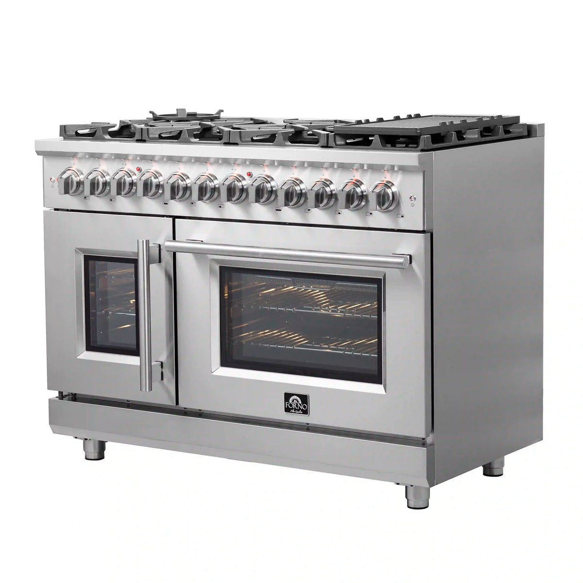 Forno Massimo 48-Inch Freestanding French Door Dual Fuel Range, Stainless Steel (FFSGS6325-48)
