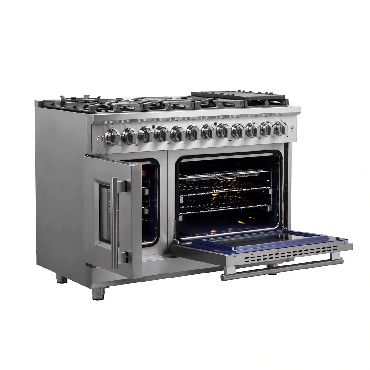 Forno Massimo 48-Inch Freestanding French Door Dual Fuel Range, Stainless Steel (FFSGS6325-48)
