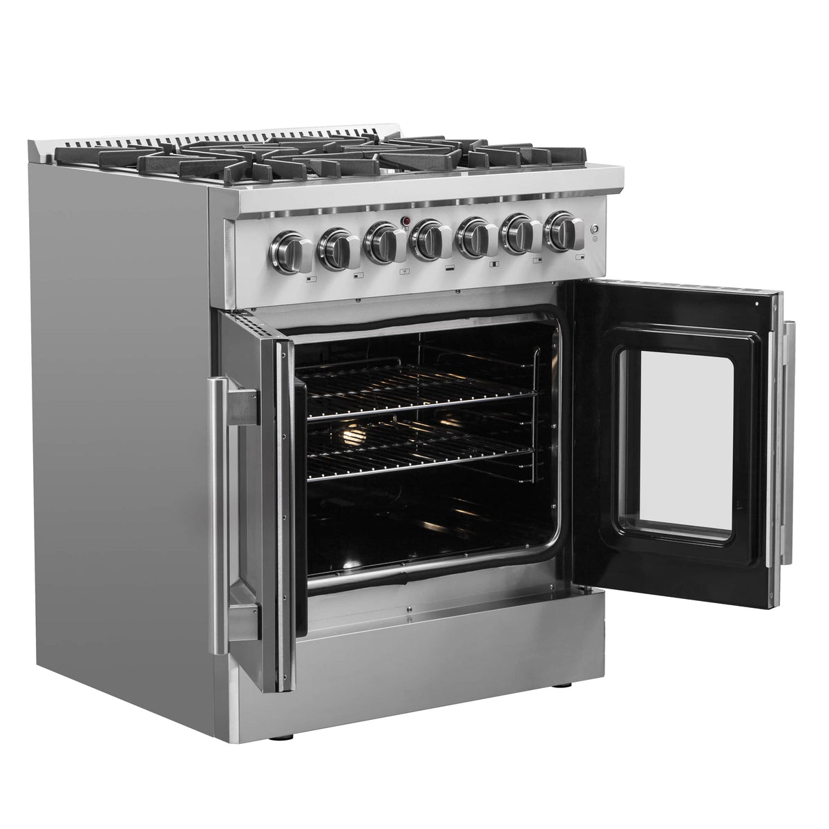 Forno Galiano 30-Inch Freestanding French Door Dual Fuel Range, 5 Burners, 68,000 BTUs, Stainless Steel (FFSGS6356-30)
