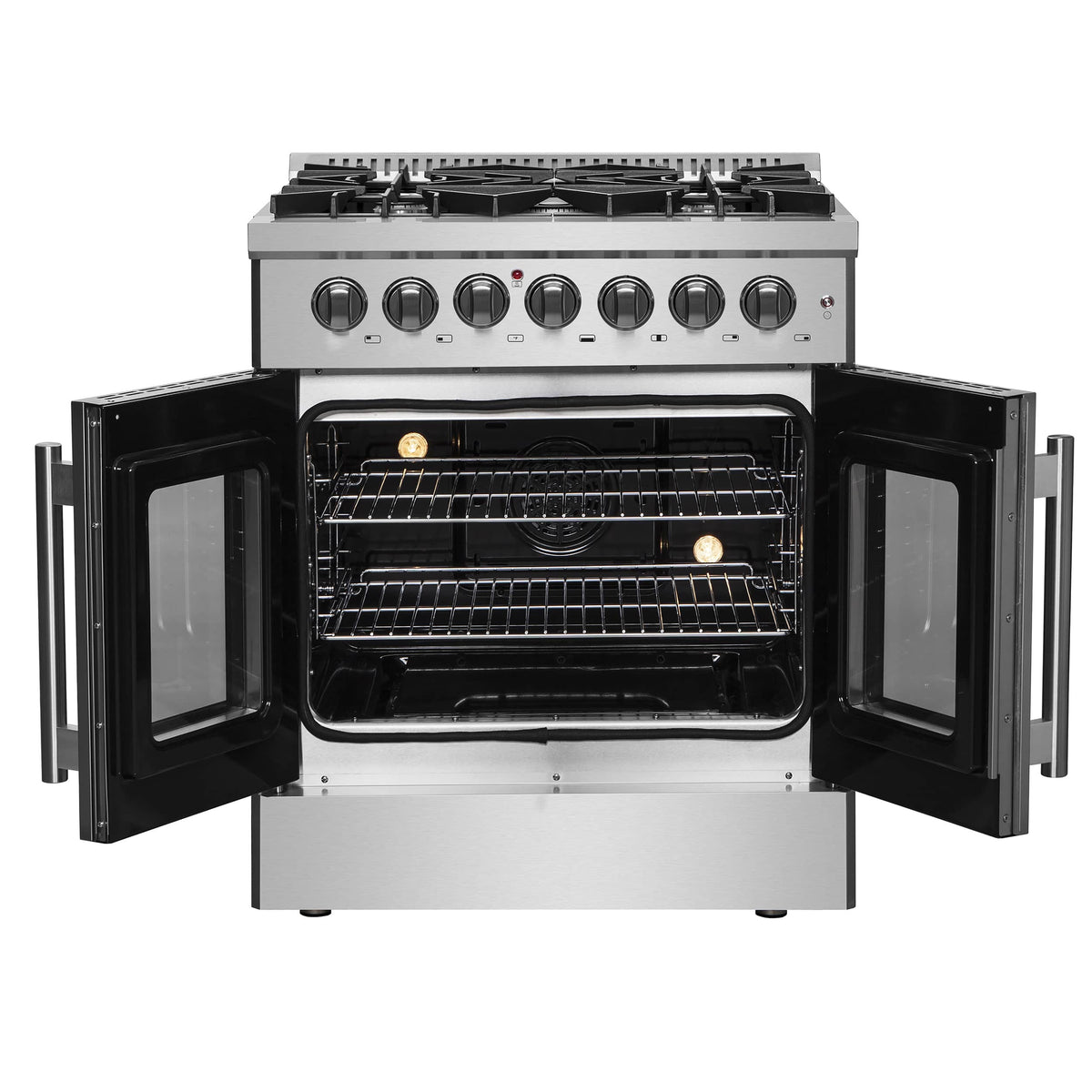 Forno Galiano 30-Inch Freestanding French Door Dual Fuel Range, 5 Burners, 68,000 BTUs, Stainless Steel (FFSGS6356-30)