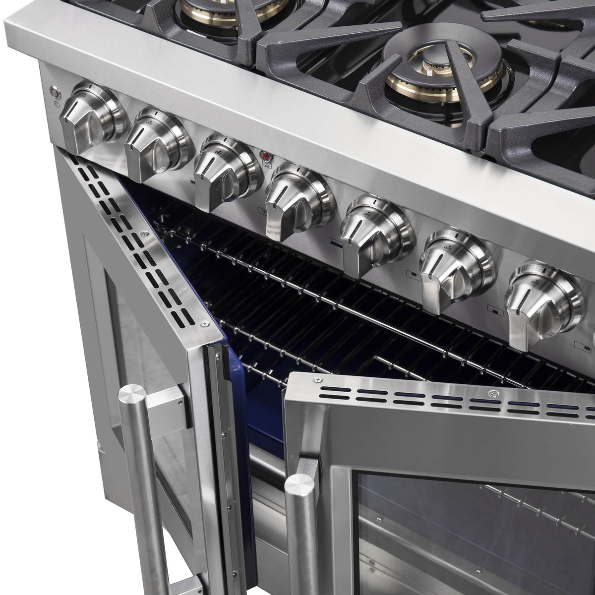 Forno Capriasca 36-Inch Freestanding French Door Dual Fuel Range, 6 Gas Burners, 120,000 BTUs, Electric Oven, Stainless Steel (FFSGS6387-36)