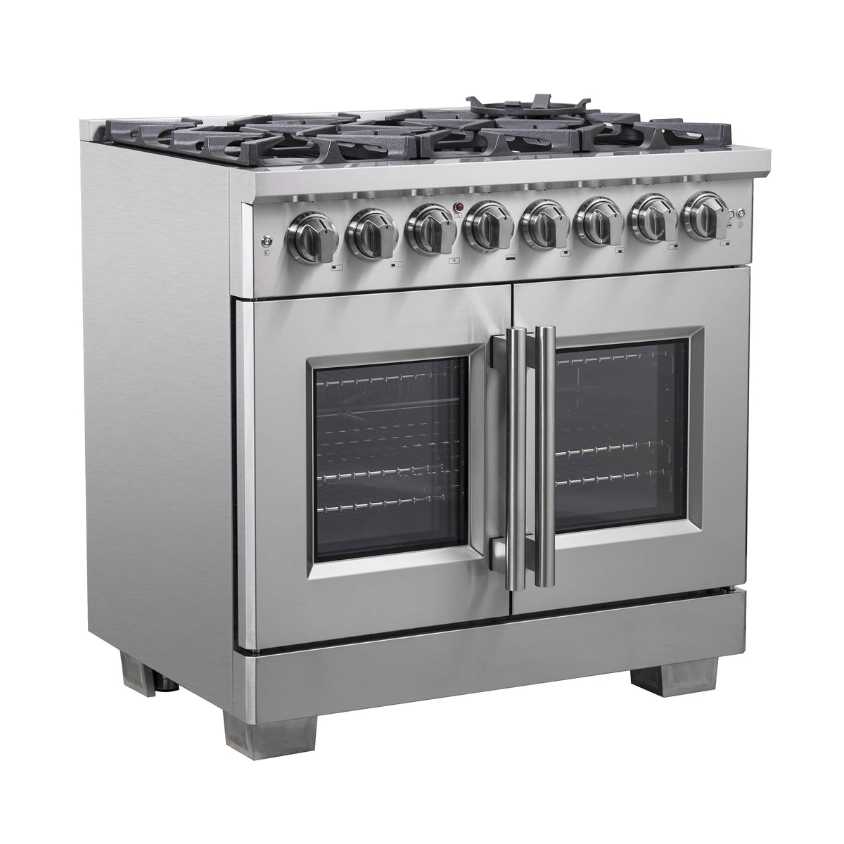 Forno Capriasca 36-Inch Freestanding French Door Dual Fuel Range, 6 Gas Burners, 120,000 BTUs, Electric Oven, Stainless Steel (FFSGS6387-36)
