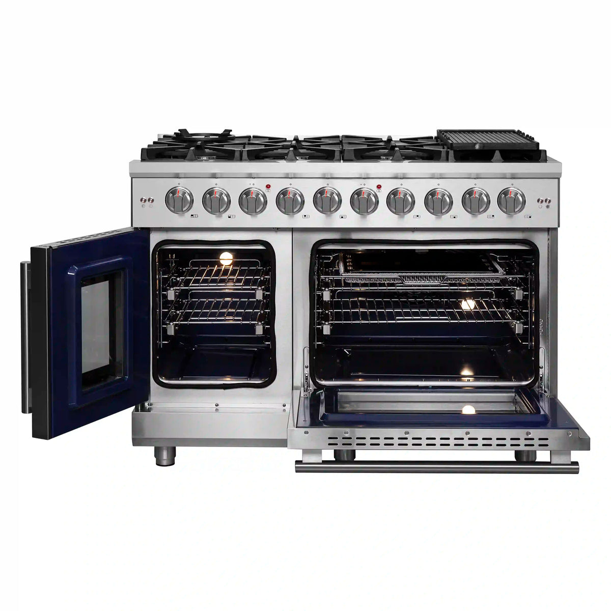 Forno Massimo 48-Inch Freestanding French Door Gas Range, Stainless Steel (FFSGS6439-48)