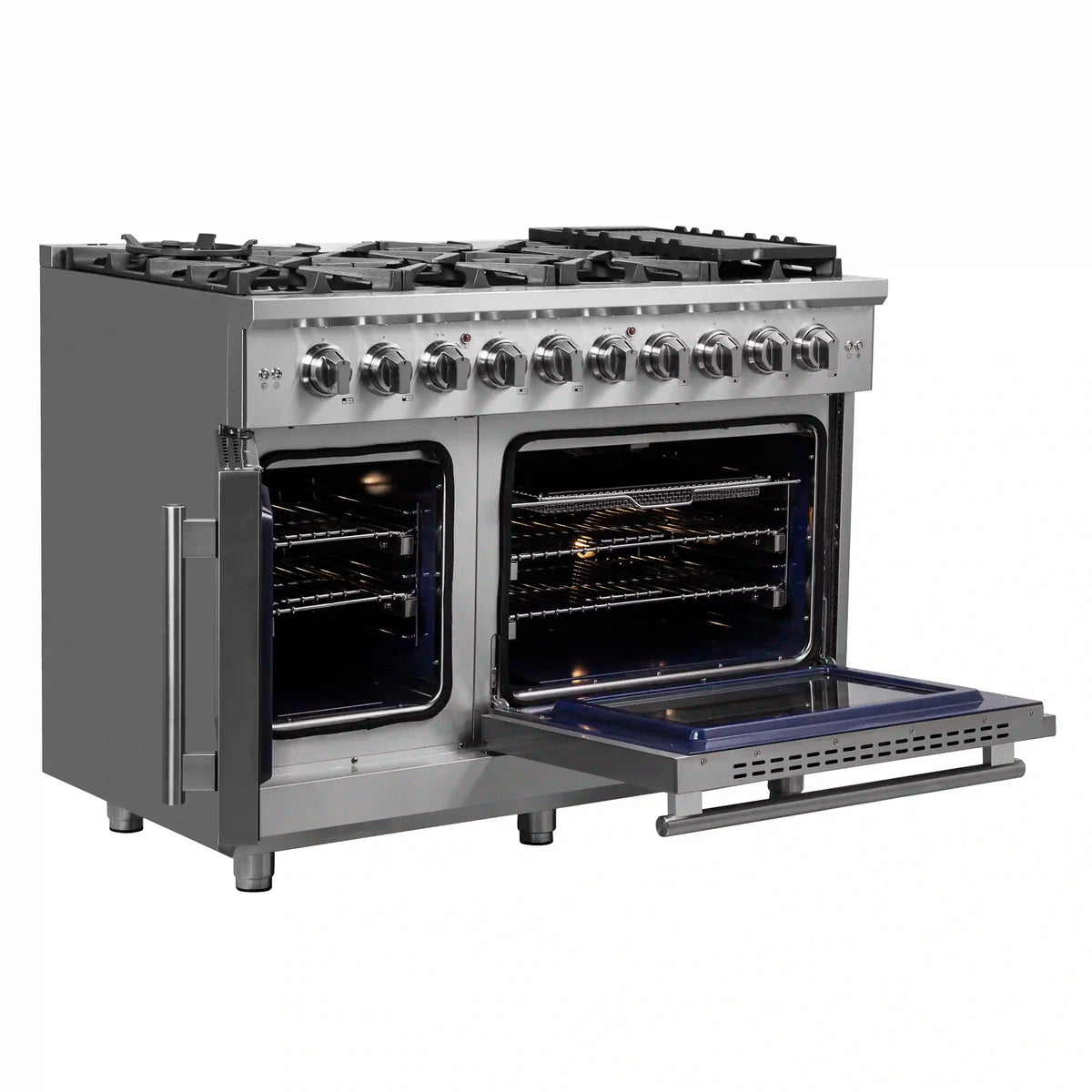 Forno Massimo 48-Inch Freestanding French Door Gas Range, Stainless Steel (FFSGS6439-48)