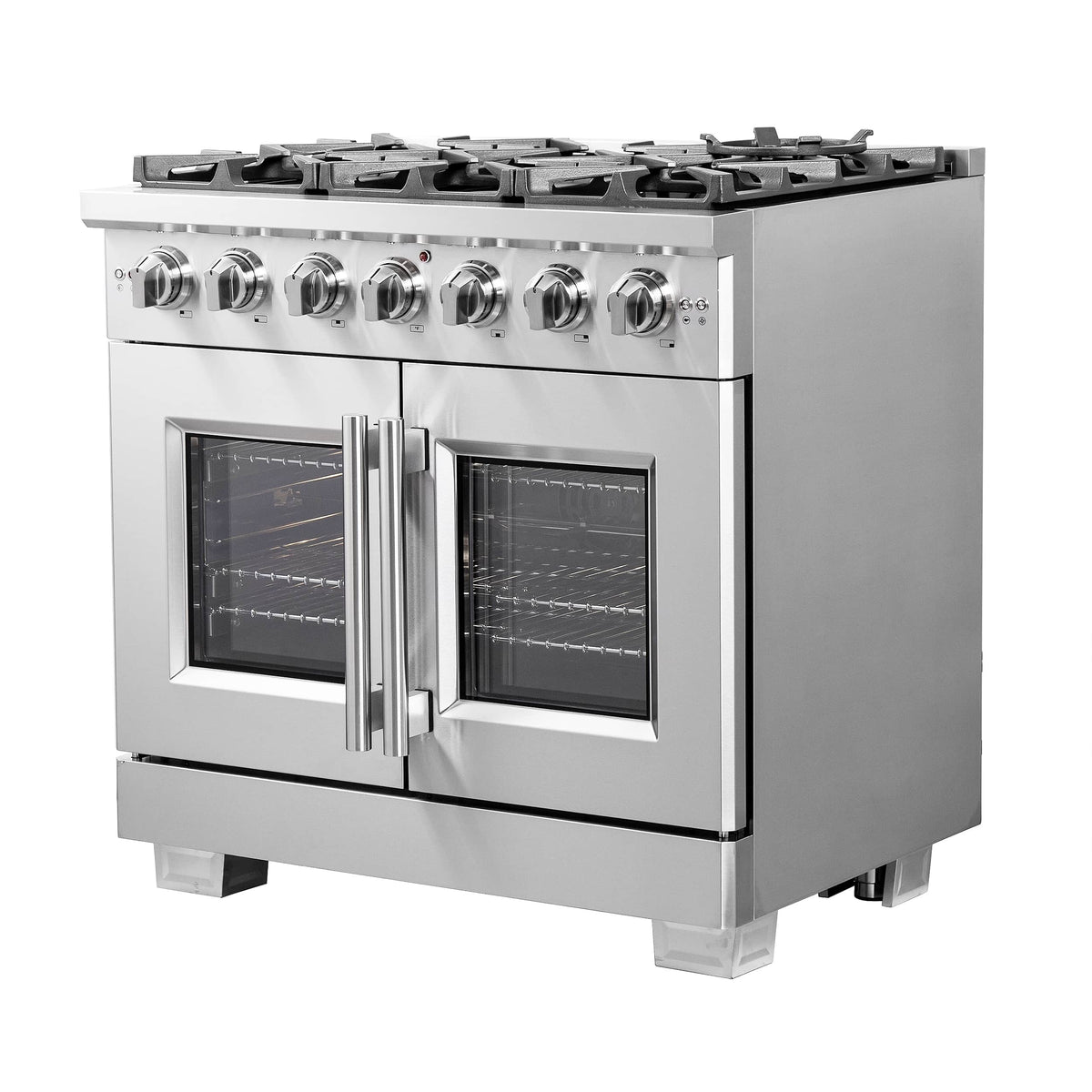Forno Capriasca 36-Inch Freestanding Gas Range, 6 Burners, 120,000 BTUs, French Door Gas Oven, Stainless Steel (FFSGS6460-36)