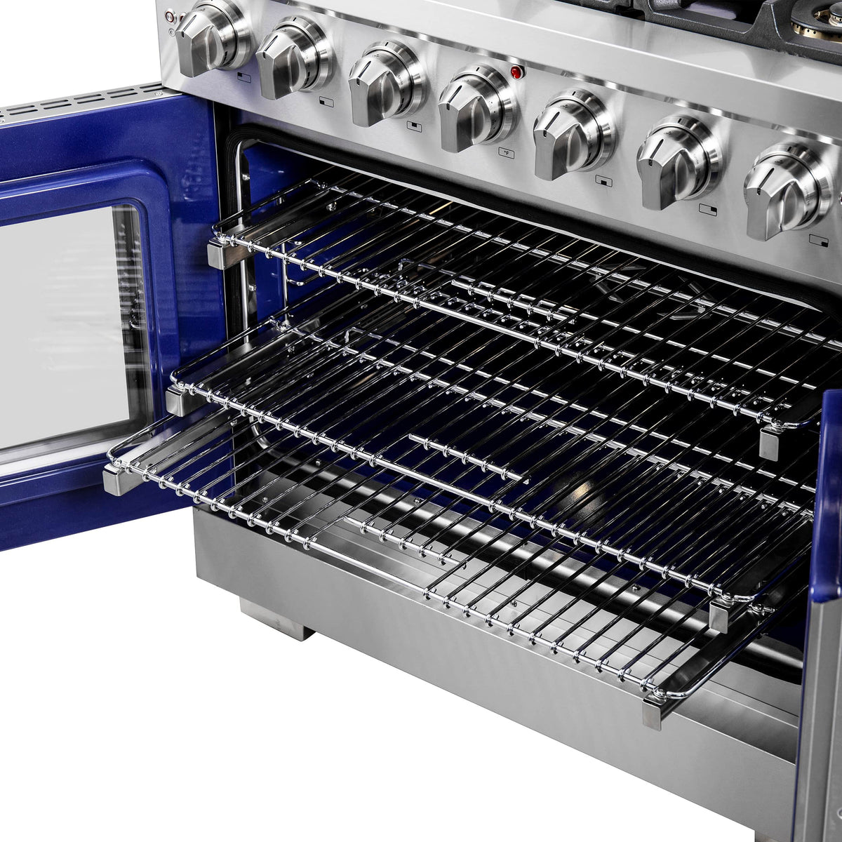 Forno Capriasca 36-Inch Freestanding Gas Range, 6 Burners, 120,000 BTUs, French Door Gas Oven, Stainless Steel (FFSGS6460-36)