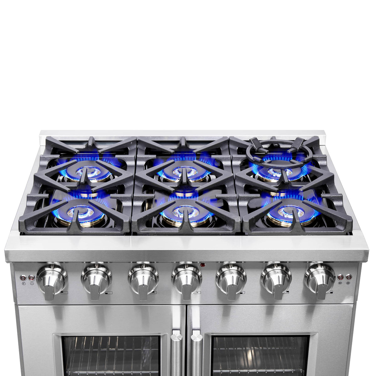 Forno Capriasca 36-Inch Freestanding Gas Range, 6 Burners, 120,000 BTUs, French Door Gas Oven, Stainless Steel (FFSGS6460-36)