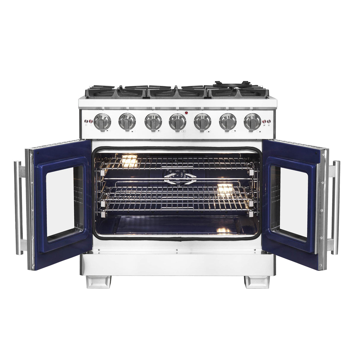 Forno Capriasca 36-Inch Freestanding Gas Range, 6 Burners, 120,000 BTUs, French Door Gas Oven, Stainless Steel (FFSGS6460-36)