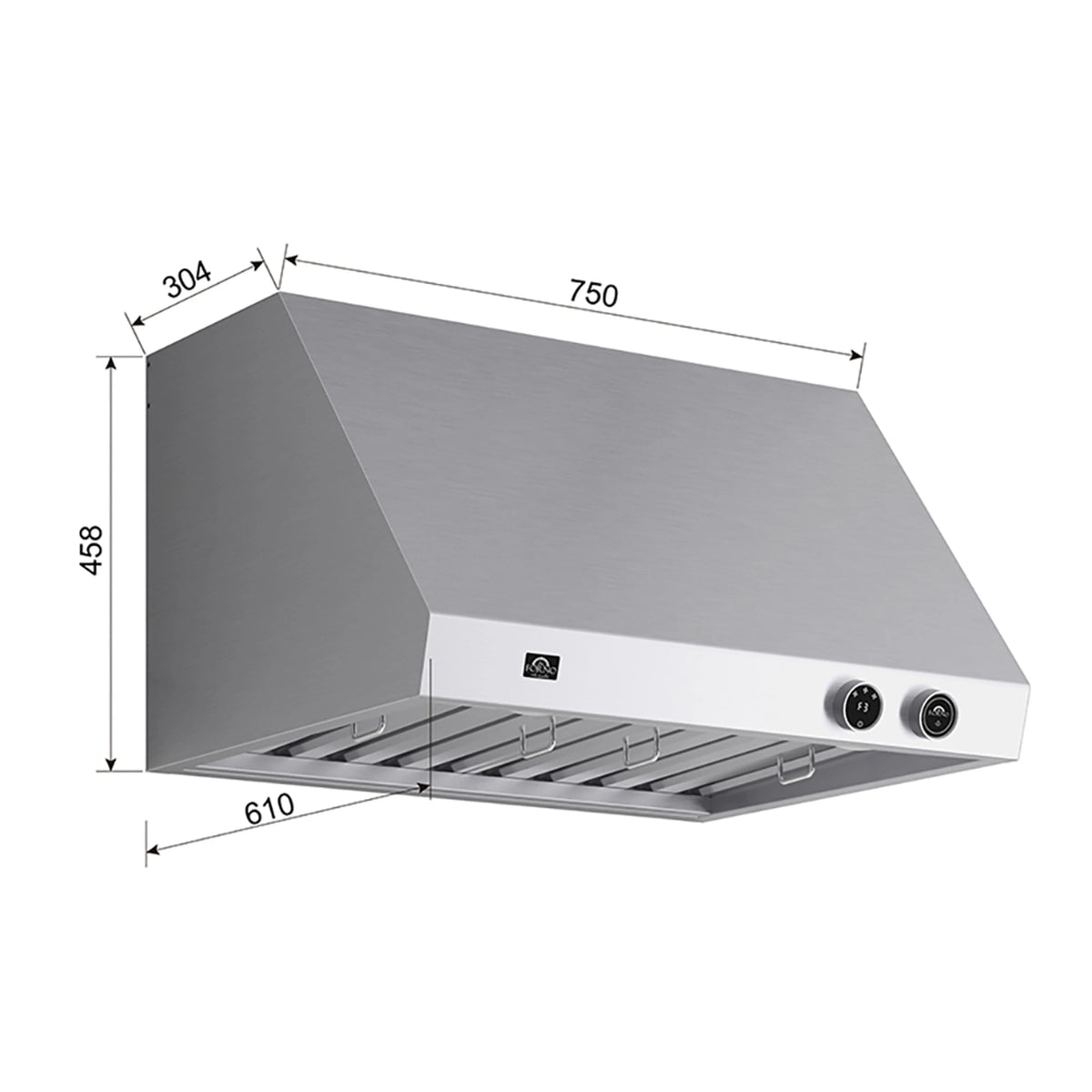Forno Biagio 30-Inch Under Cabinet Range Hood, 600 CFM, Stainless Steel (FRHWM5009-30)