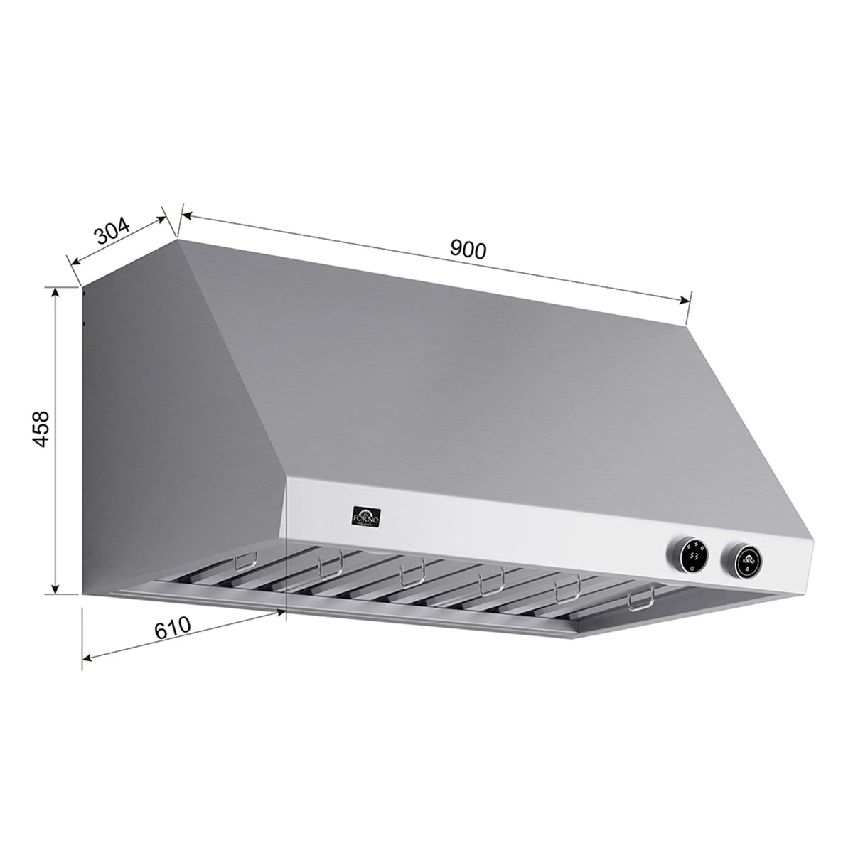 Forno Biagio 36-Inch Under Cabinet Range Hood, 600 CFM, Stainless Steel (FRHWM5009-36)