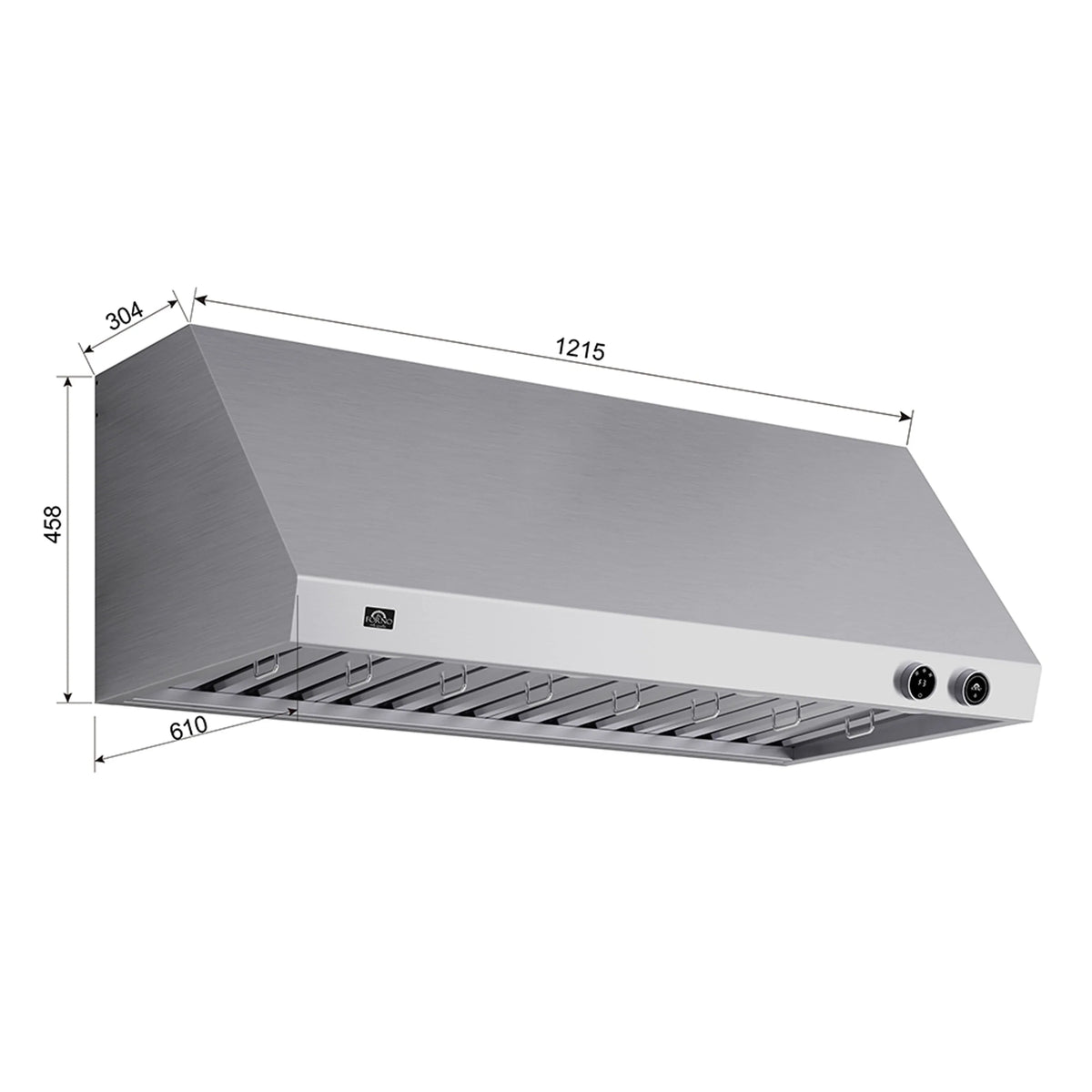 Forno Biagio 48-Inch Under Cabinet Range Hood, 1200 CFM, Stainless Steel (FRHWM5009-48)