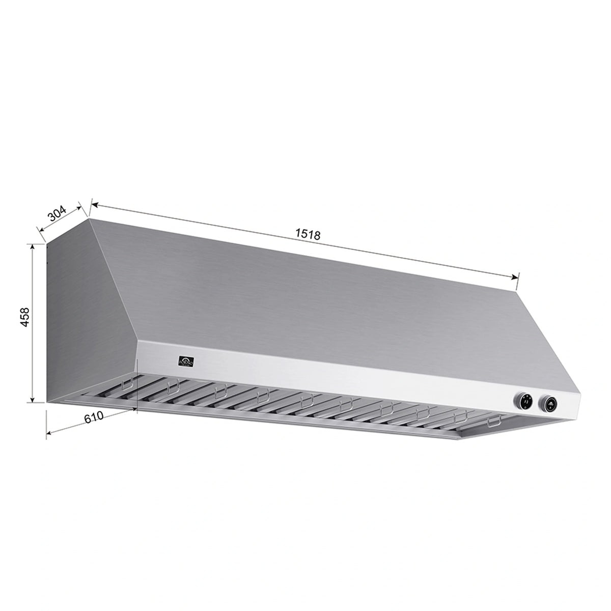 Forno Biagio 60-Inch Under Cabinet Range Hood, 1200 CFM, Stainless Steel (FRHWM5009-60)