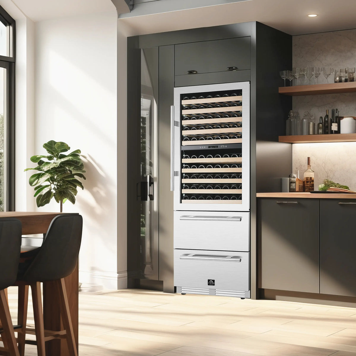 Forno Celano 30-Inch Built-In Dual Zone Wine Cellar/Beverage Cooler, 21.3 Cu. Ft. (FWCDR6697-30S)
