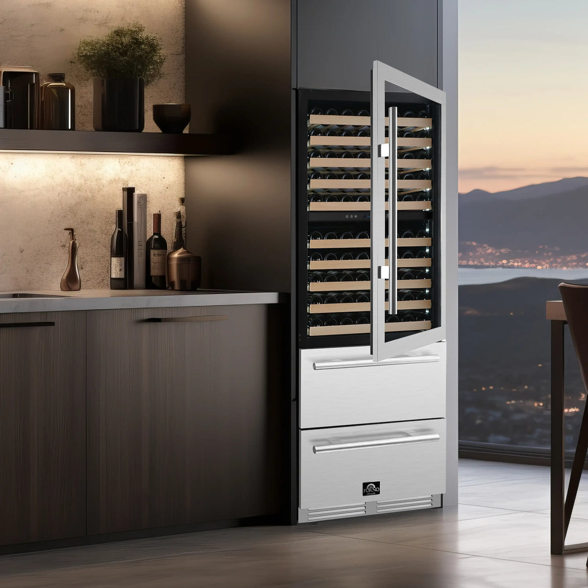 Forno Celano 30-Inch Built-In Dual Zone Wine Cellar/Beverage Cooler, 21.3 Cu. Ft. (FWCDR6697-30S)